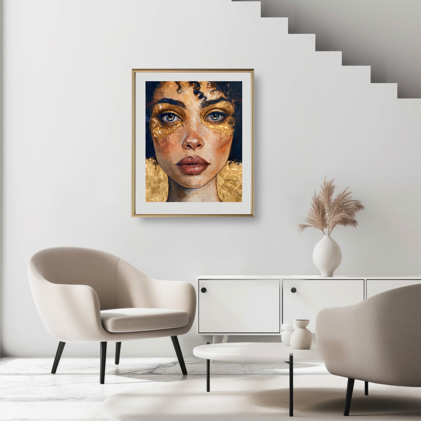 Art print of a woman with gold eye makeup from the Heart Of Gold collection, perfect for any fine art prints collection.